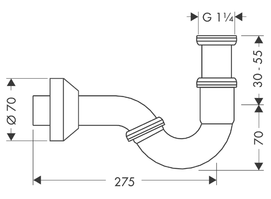 Сифон для биде Hansgrohe, трубчатый, G 1 1/4", цвет хром - изображение 1