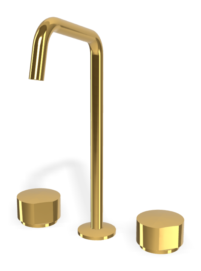 Смеситель для раковины Carlo Frattini SO, без ручек, с вращающимся изливом Ø18 мм, донным клапаном Click-Clack, 2 гибкими шлангами, Н-329 мм, цвет золото