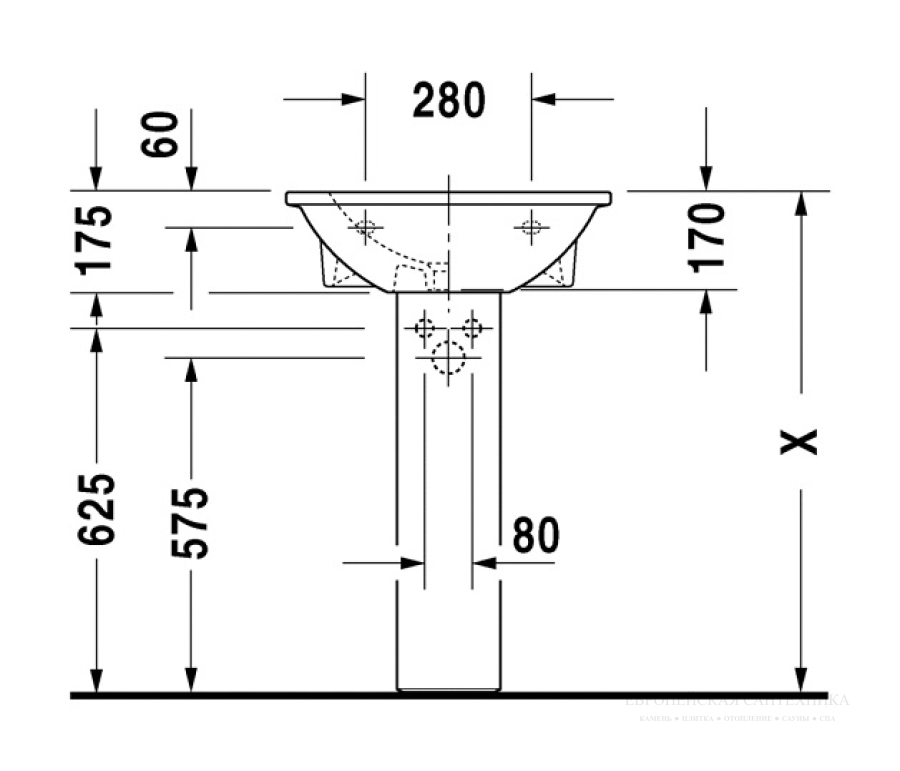 Раковина Duravit Darling New подвесная, 550х480 мм, 1 отверстие под смеситель, цвет белый - изображение 9