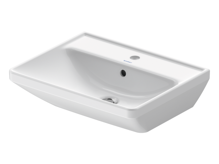 На изображении товар Раковина Duravit D-Neo подвесная, 550x440 мм, с 1 отверстием под смеситель, цвет белый от официального представителя в Москве