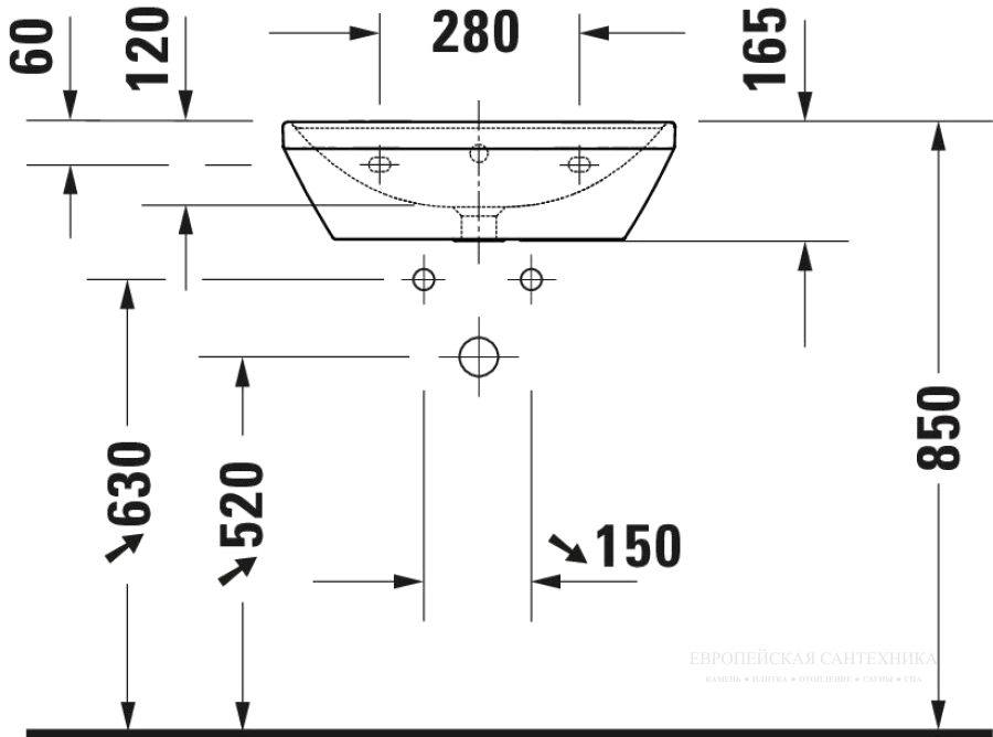 Раковина Duravit D-Neo подвесная, 550x440 мм, с 1 отверстием под смеситель, цвет белый - изображение 6