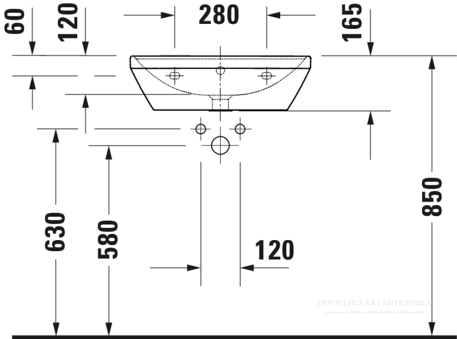 Раковина Duravit D-Neo подвесная, 550x440 мм, с 1 отверстием под смеситель, цвет белый - изображение 5