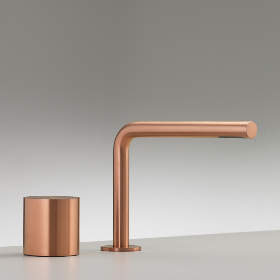 Смеситель для раковины CeaDesign Opus, прогрессивный, на 2 отверстия, поворотный излив H. 140 мм, сталь, цвет сатинированная сталь - изображение 2