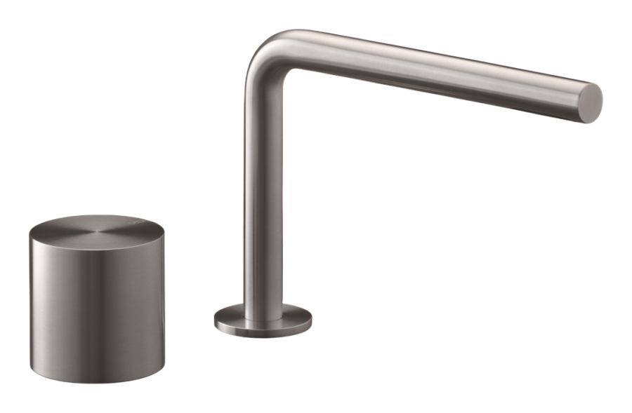 Смеситель для раковины CeaDesign Opus, прогрессивный, на 2 отверстия, поворотный излив H. 140 мм, сталь, цвет сатинированная сталь