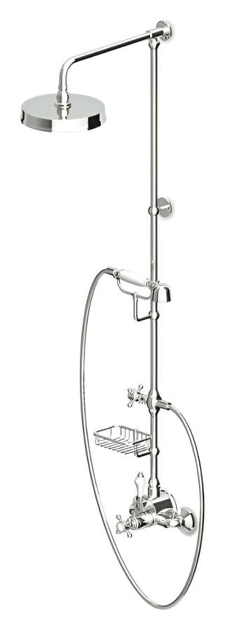 Душевая система Zucchetti Agora: термостатический смеситель, стойка с верхним и ручным душами, цвет хром