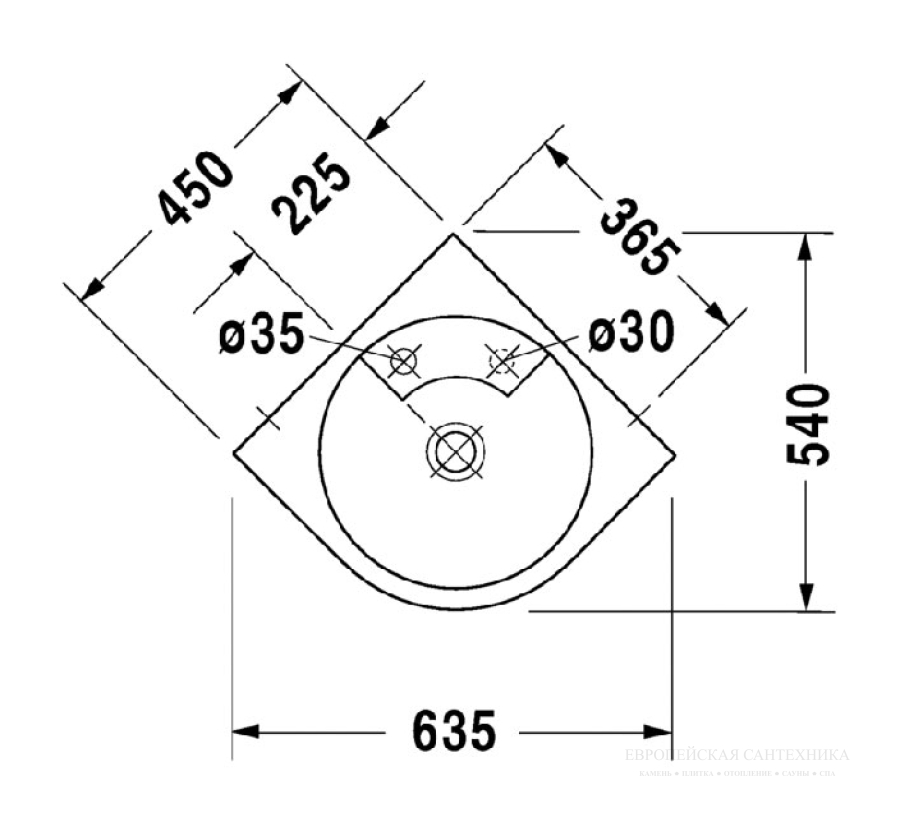 Раковина Duravit Architec подвесная, угловая, 635х540 мм, с 1 отверстием под смеситель, цвет белый - изображение 4