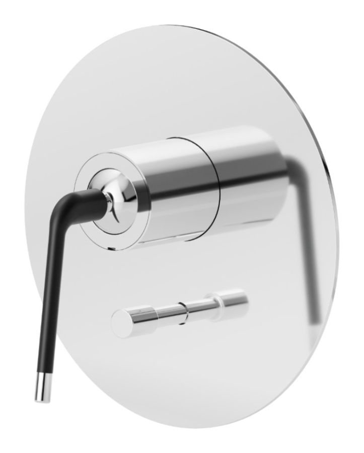 Cмеситель для душа Newform O’Rama, настенный, встраиваемый, переключатель на 2 выхода, внешняя часть, цвет Copper satin+Matt black