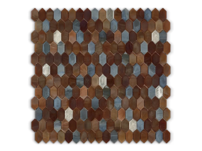 На изображении товар Sicis Стеклянная мозаика Crystal Blends Galapago Mix chips size 31x15 mm sheet size 304x300 mm от официального представителя в Москве