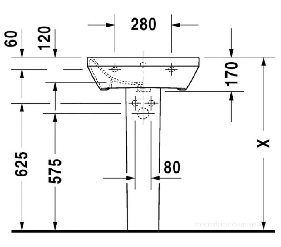 Раковина Duravit DuraStyle подвесная, 550x440 мм, с переливом, 1 отверстие под смеситель, цвет белый - изображение 7