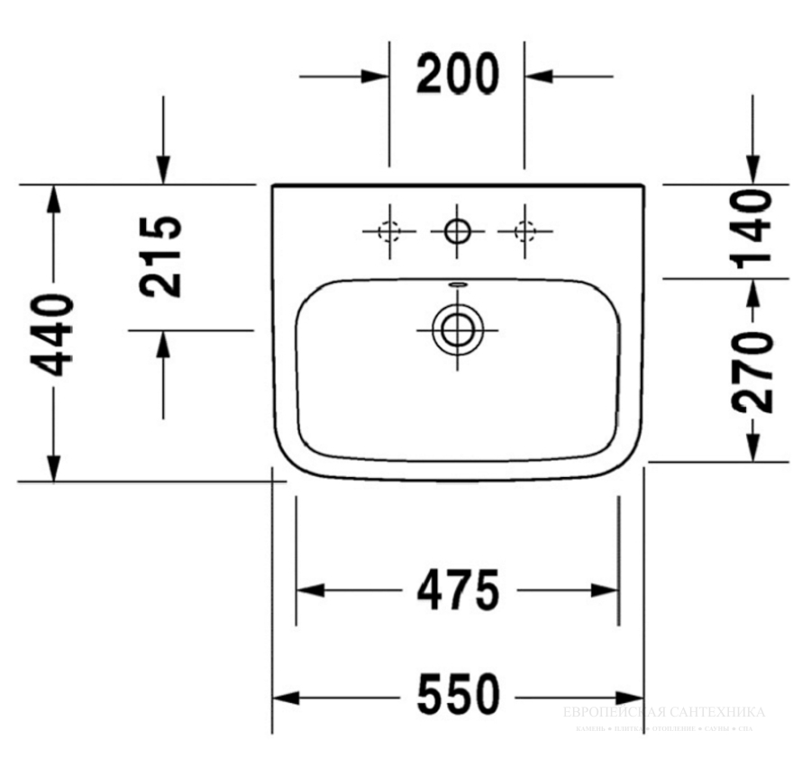 Раковина Duravit DuraStyle подвесная, 550x440 мм, с переливом, 1 отверстие под смеситель, цвет белый - изображение 6