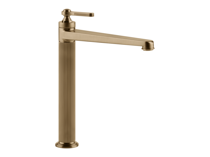 На изображении товар Смеситель для раковины Gessi Venti20 высокий, с донным клапаном, цвет Warm Bronze Br. PVD от официального представителя в Москве