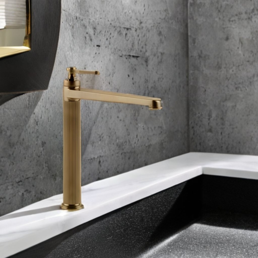 Смеситель для раковины Gessi Venti20 высокий, с донным клапаном, цвет Warm Bronze Br. PVD - изображение 1