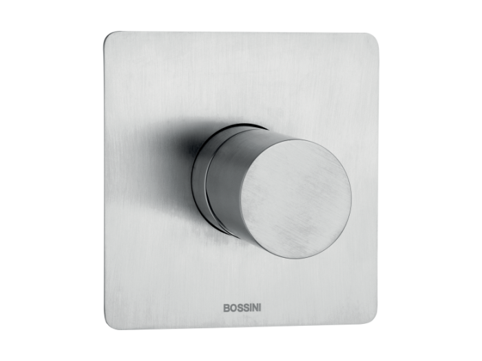 На изображении товар Смеситель для душа Bossini Nobu , встраиваемый, монокомандный, на 1 выход, внешняя часть, цвет - сталь от официального представителя в Москве
