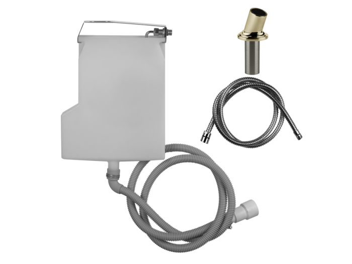 На изображении товар Система сбора воды Gessi Technical Accesories, для шланга ручного душа, на борт ванны, цвет Brass PVD от официального представителя в Москве