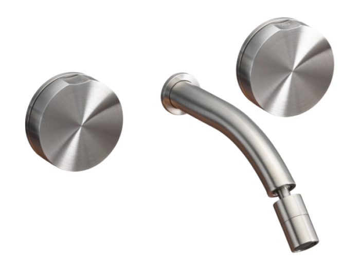 На изображении товар Смеситель для биде CeaDesign Giotto, настенный, на 3 отверстия, регулируемый излив, внешняя часть, сталь, цвет Black Diamond сатинированный от официального представителя в Москве