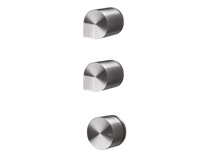 На изображении товар Термостат CeaDesign Duet, настенный, на 2 выхода, внешняя часть, сталь, цвет сатинированная бронза от официального представителя в Москве