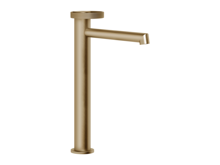 На изображении товар Cмеситель для раковины Gessi Anello, высокий, длинный излив, цвет Warm Bronze Brushed PVD от официального представителя в Москве