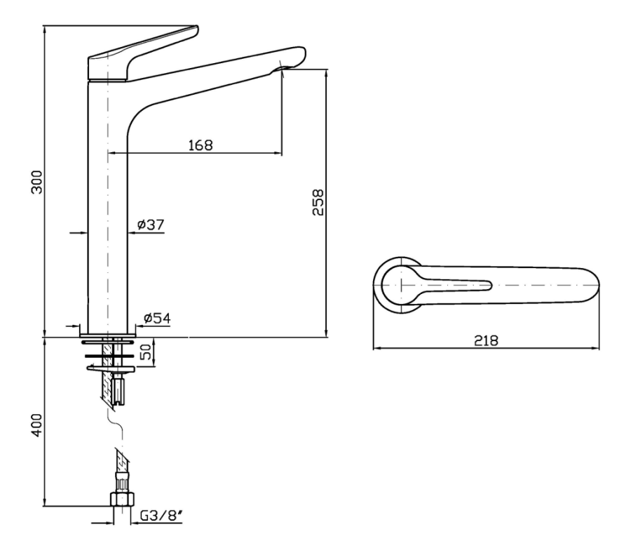 Смеситель для раковины Zucchetti Medameda, однорычажный, высокий излив Н. 258 мм, цвет хром - изображение 3