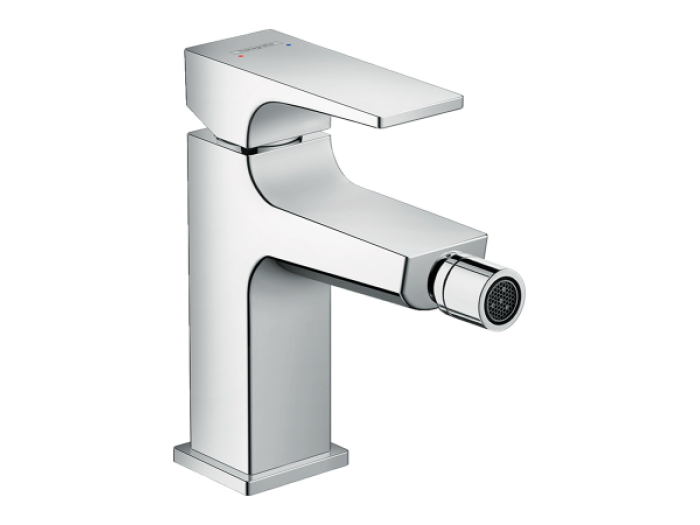 На изображении товар Смеситель для биде Hansgrohe Metropol, однорычажный, со сливным клапаном Push-Open, цвет хром от официального представителя в Москве