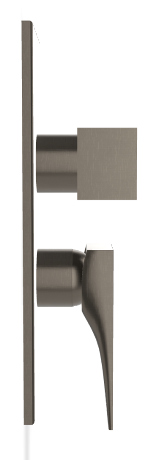 Смеситель Carlo Frattini Zeta, с переключателем на 2/3 источника, Н-260 мм, внешняя часть, цвет чёрный хром брашированный - изображение 2