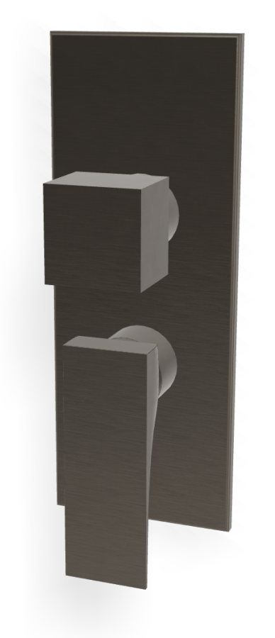 Смеситель Carlo Frattini Zeta, с переключателем на 2/3 источника, Н-260 мм, внешняя часть, цвет чёрный хром брашированный