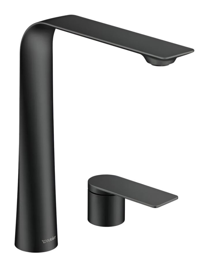 Смеситель для раковины Duravit D.1 XL высокий, на 2 отверстия, рычаг-рукоятка,  цвет чёрный матовый