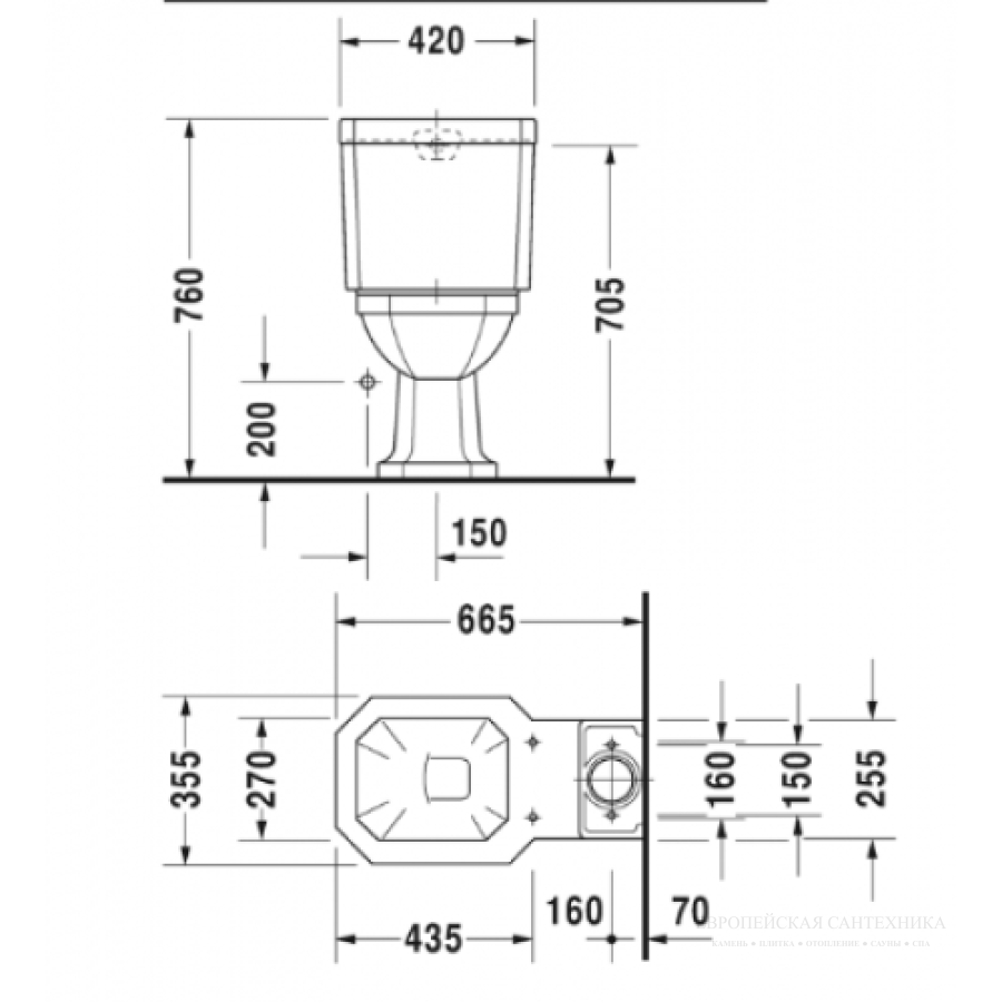 Бачок моноблока Duravit Series 1930, 430х175 мм, для подключения воды снизу слева, цвет белый глянцевый с покрытием WonderGliss - изображение 3