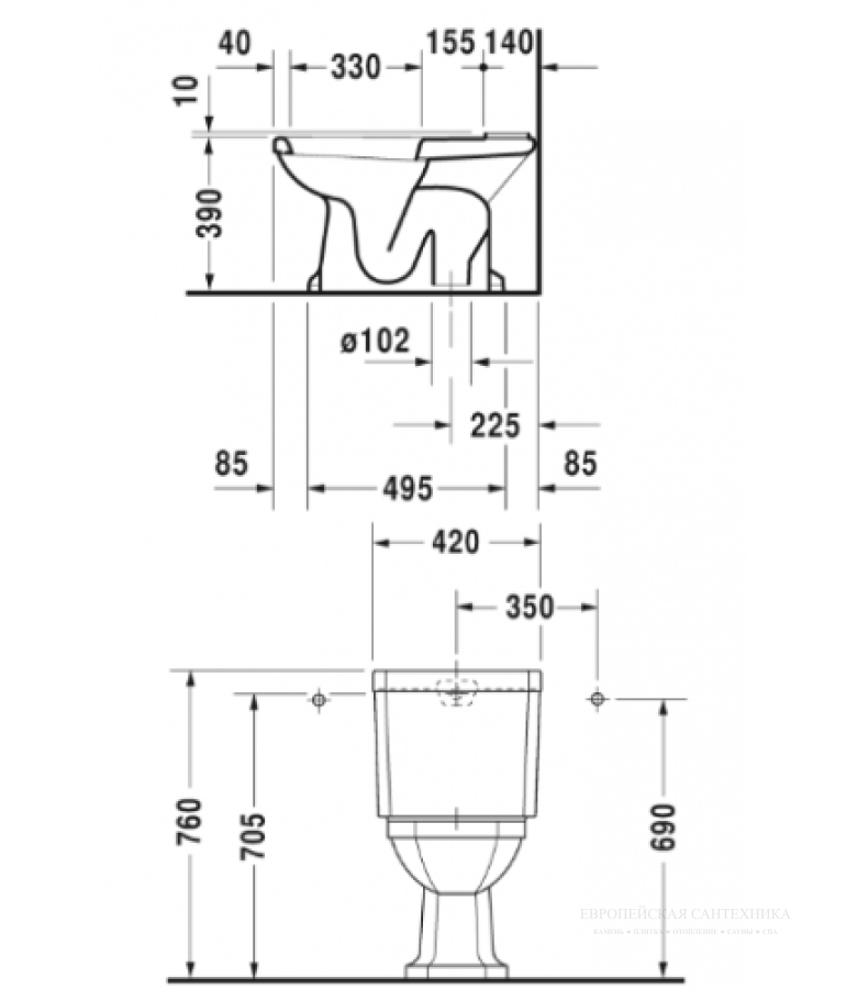 Бачок моноблока Duravit Series 1930, 430х175 мм, для подключения воды снизу слева, цвет белый глянцевый с покрытием WonderGliss - изображение 4