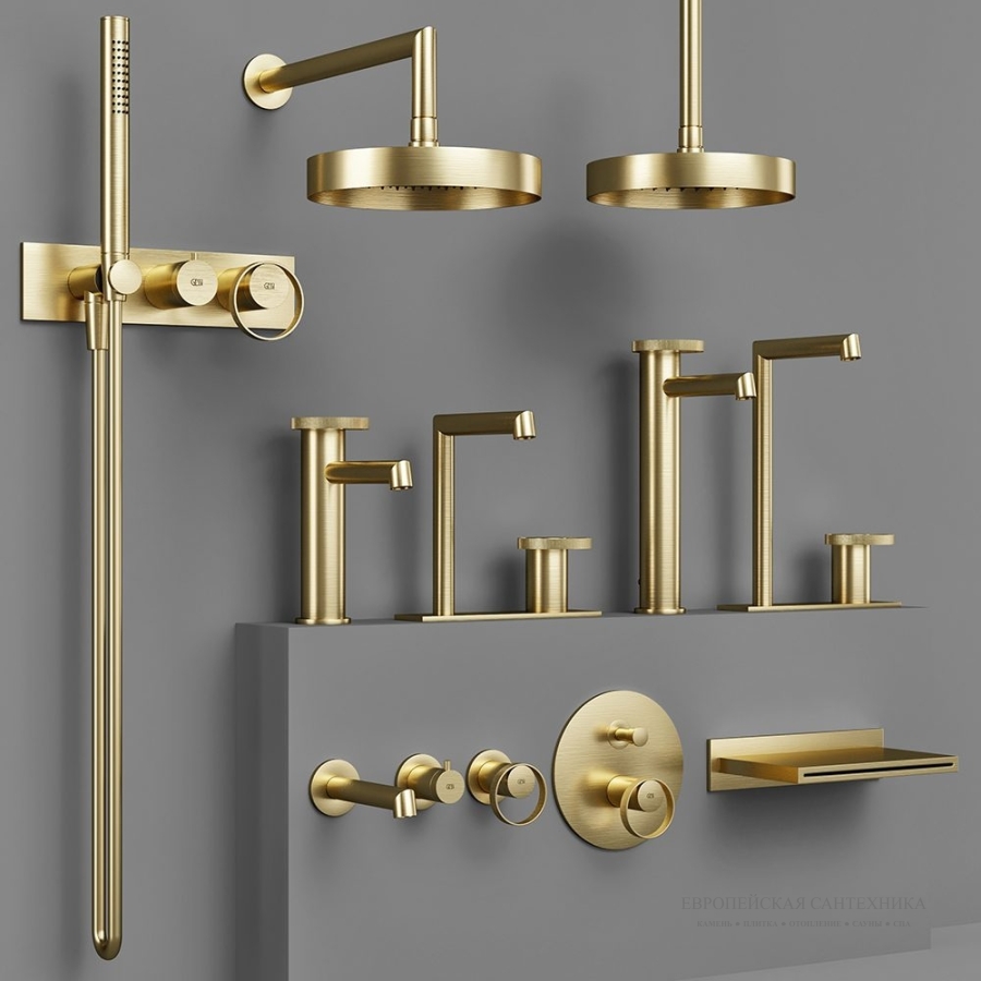 Излив для ванны Gessi Anello, настенный, 206хh65 мм, цвет Brass PVD - изображение 2