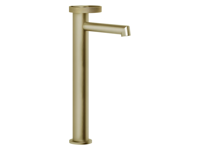 На изображении товар Смеситель для раковины Gessi Anello, высокий, c коротким изливом, цвет Brushed Brass PVD от официального представителя в Москве