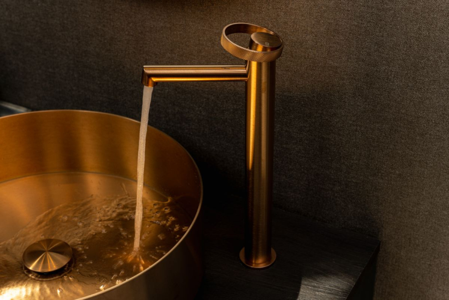 Смеситель для раковины Gessi Anello, высокий, c коротким изливом, цвет Brushed Brass PVD - изображение 4