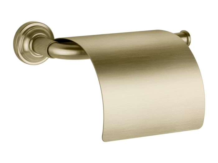 На изображении товар Бумагодержатель Gessi Venti20, с крышкой, цвет Brushed Brass PVD от официального представителя в Москве