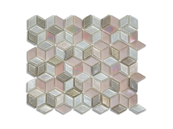 На изображении товар Sicis Стеклянная мозаика Diamond Blends ITEM H1 Circe Blend chips size 23х40 mm sheet size 229x272 mm от официального представителя в Москве