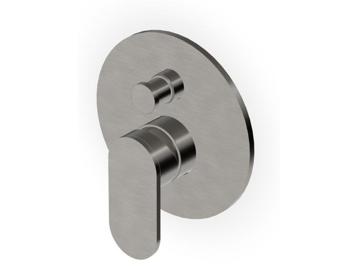 На изображении товар Смеситель для душа Zucchetti Octo, встраиваемый, монокомандный, с переключателем, внешняя часть, цвет Brushed Metal Black от официального представителя в Москве