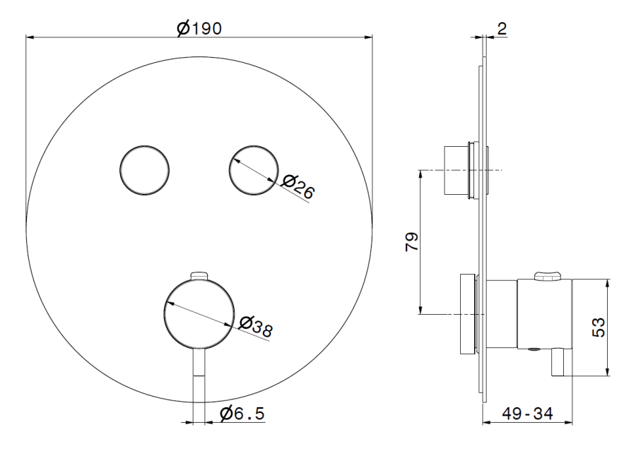 Термостат Newform X-steel 316, встраиваемый, с ручкой установки температуры, с кнопками вкл/выкл, цвет Stainless steel - изображение 2