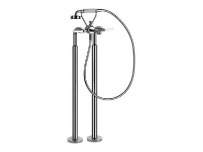 На изображении товар Смеситель для ванны Gessi Venti20, напольный, с душевой лейкой, внешние части, цвет Chrome от официального представителя в Москве