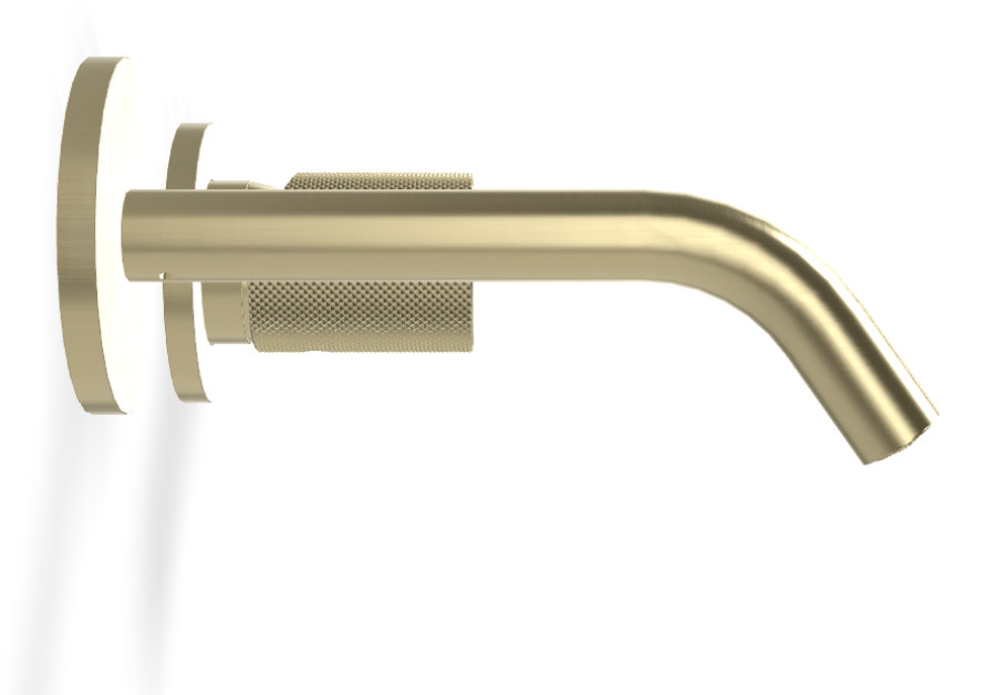 Смеситель для раковины Carlo Frattini Spillo Tech, ручка G Collection, настенный, с донным клапаном Click-Clack, излив 160 мм, внешняя часть, цвет брашированная шампань - изображение 2