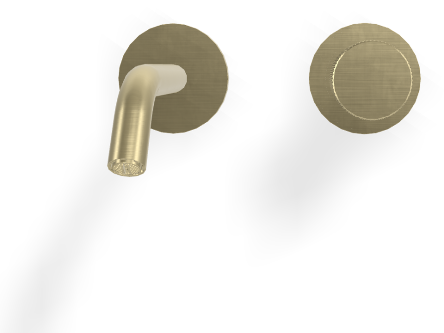 Смеситель для раковины Carlo Frattini Spillo Tech, ручка G Collection, настенный, с донным клапаном Click-Clack, излив 160 мм, внешняя часть, цвет брашированная шампань - изображение 1