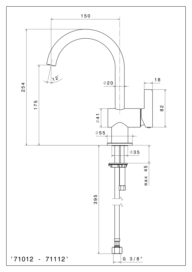 Смеситель для раковины Newform Blink Chic h254 мм, однорычажный, на 1 отверстие, излив 150 мм, без донного клапана, цвет PVD Gun Metal - изображение 1