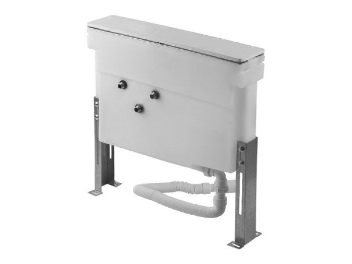 На изображении товар Монтажный бокс Gessi Technical Accessories, с каркасом для смесителя на борт ванны, цвет Chrome от официального представителя в Москве