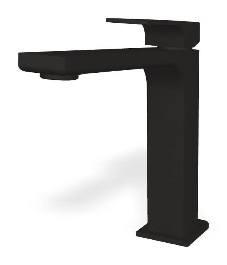 Смеситель для раковины Carlo Frattini Fit, высокий, без донного клапана, с 2 гибкими шлангами, Н-195 мм, цвет чёрный матовый
