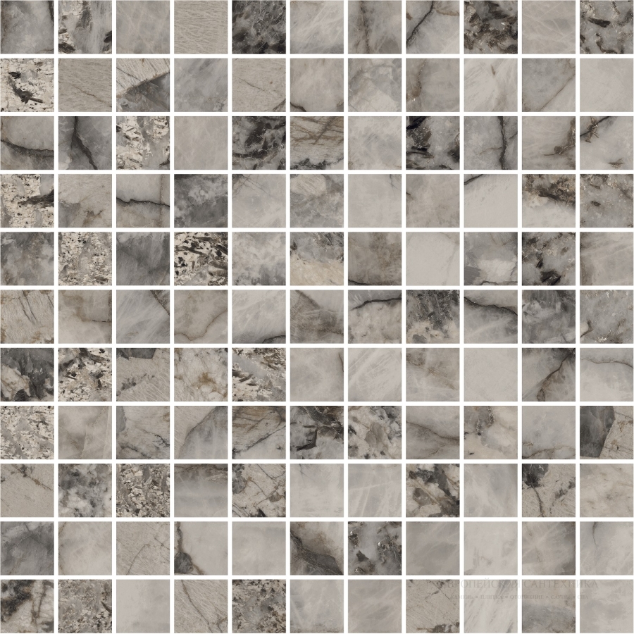 La Fabbrica Ava Керамогранит Mosaico Gemstone Grey nat\ret 30x30