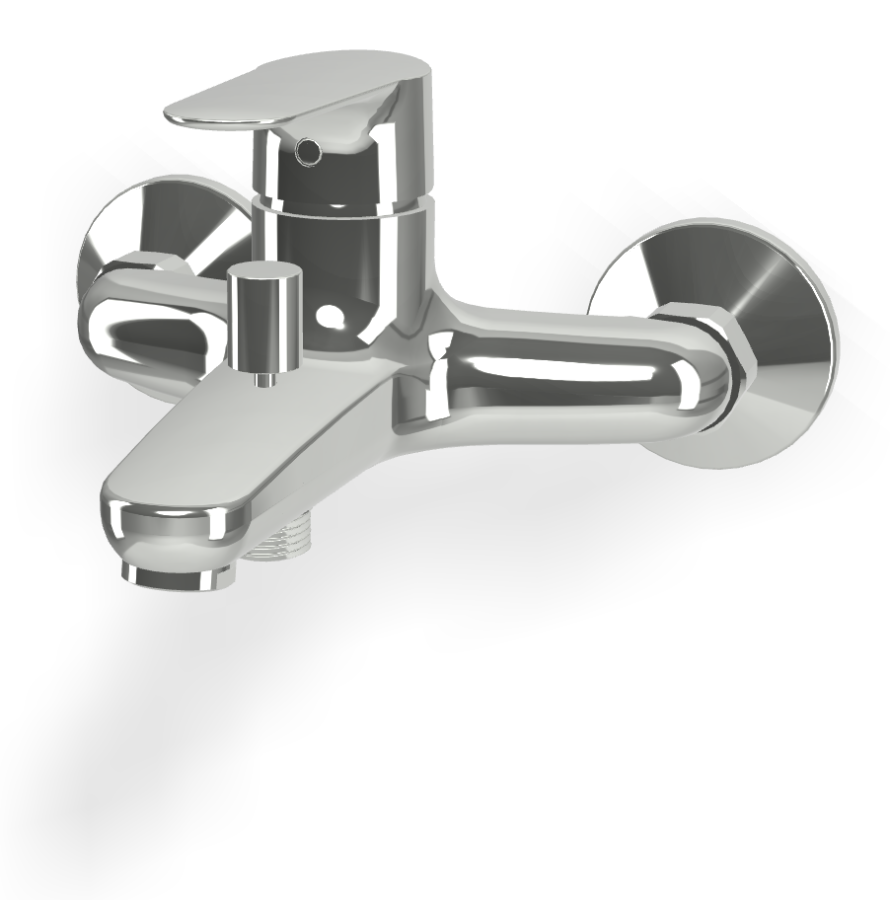 Смеситель для ванны Carlo Frattini Serie 22, однорычажный, настенный, без ручного душа, с переключателем, Н-111 мм, цвет хром