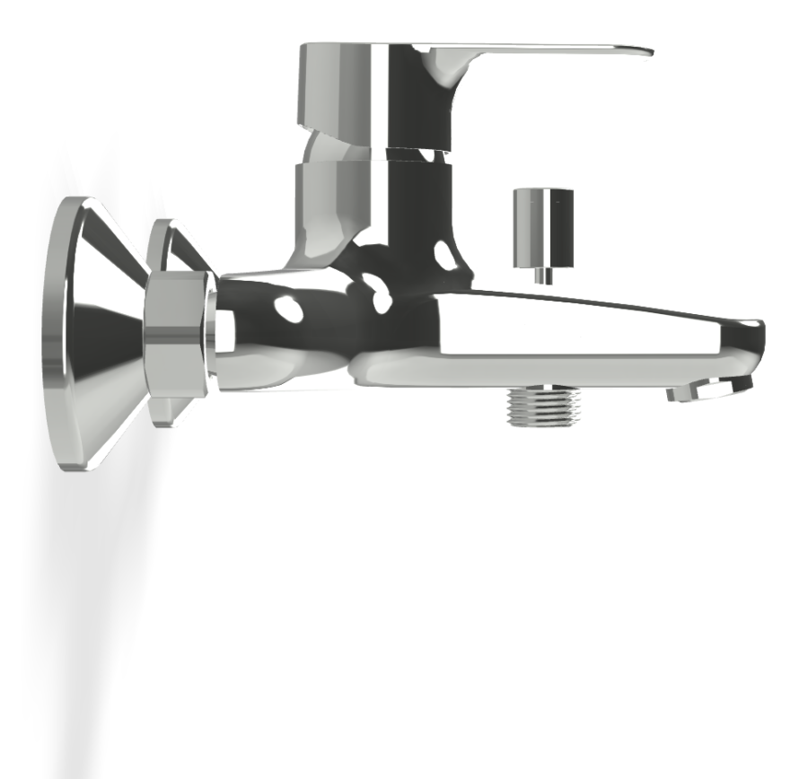 Смеситель для ванны Carlo Frattini Serie 22, однорычажный, настенный, без ручного душа, с переключателем, Н-111 мм, цвет хром - изображение 2