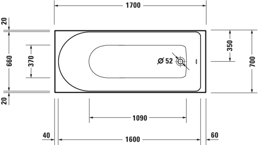 Ванна Duravit D-Neo, встраиваемая, 1700x700 мм, цвет белый - изображение 9