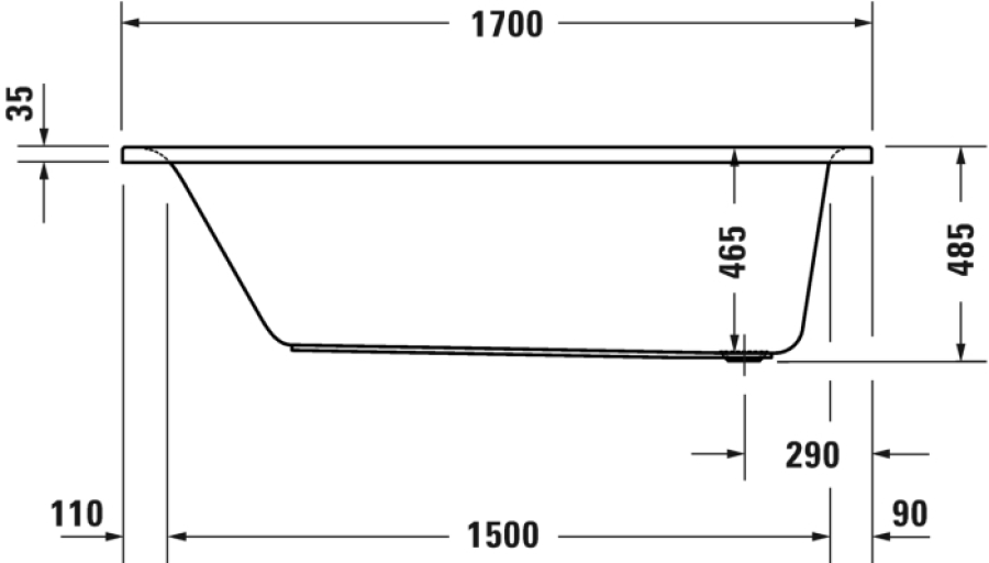 Ванна Duravit D-Neo, встраиваемая, 1700x700 мм, цвет белый - изображение 10