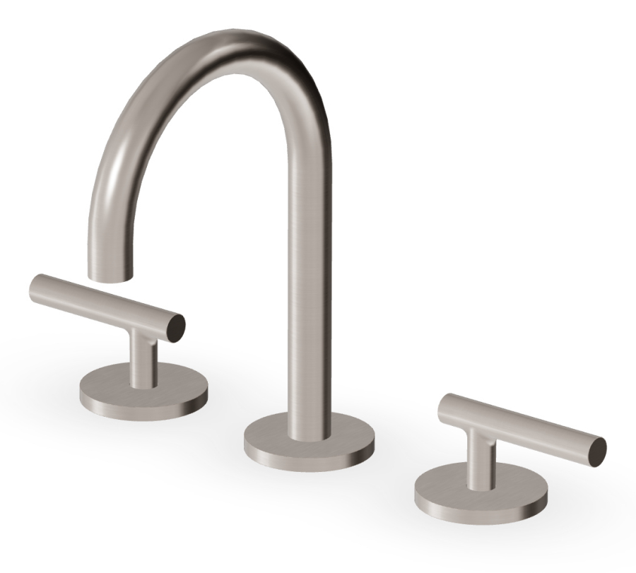 Смеситель для раковины Zucchetti Pan S, на 3 отверстия, с низким изливом и аэратором, без донного клапана, цвет брашированный никель