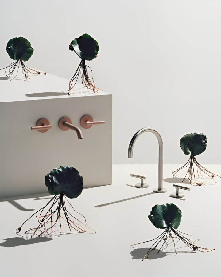 Смеситель для раковины Zucchetti Pan S, на 3 отверстия, с низким изливом и аэратором, без донного клапана, цвет брашированный никель - изображение 1