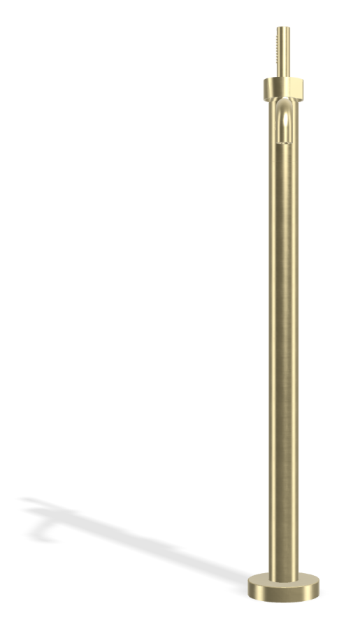 Смеситель для ванны Carlo Frattini SO, напольный, с гибким шлангом хромалюкс 1500 мм, переключателем, ручным душем, без ручек, внешняя часть, цвет брашированная шампань - изображение 1