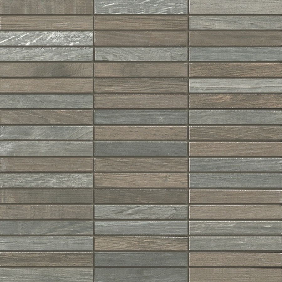 Kronos ceramiche Керамогранит Wood side 10X1,5 Wood Dark Mosaico 30x30